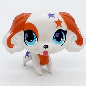 Hasbro Littlest Pet Shop LPS Dog Puppy Figure Stars Orange White Eyes Toy 20971